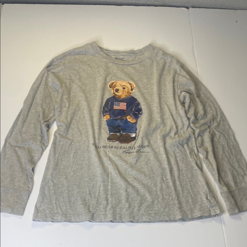 Polo by Ralph Lauren Kids Gray Bear Long Sleeve Tee